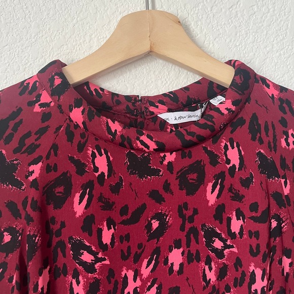 New & other stories cheetah pink dress flare party Christmas dress - Picture 6 of 10